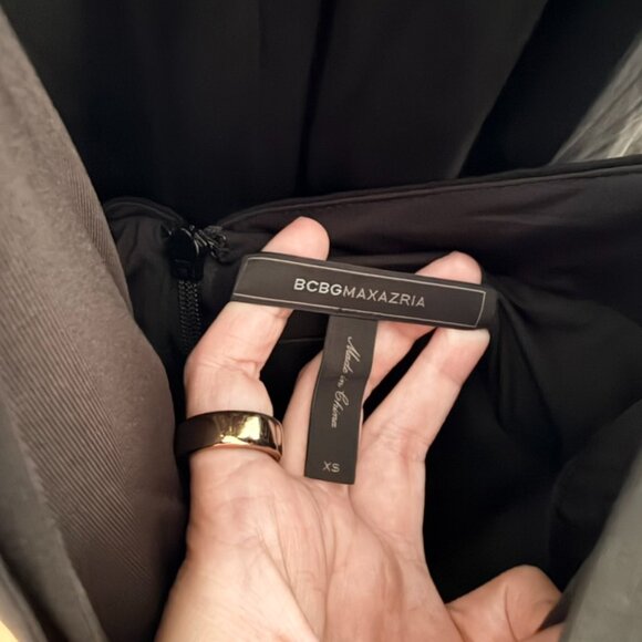 BCBGMaxAzria Black Plunge neckline Ruched Skirt Cocktail Dress - Picture 2 of 4